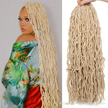 Wholesale 36inch Blonde Goddess Braiding Dreadlocks For Black Women Nu Locs Crochet Braid Hair Synthetic Faux Locs Extension